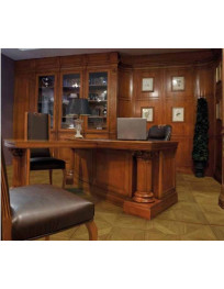 BOISERY CON  LIBRERIA IN LEGNO PATINATA E VERNICIATA  CON CAPITELLI INTAGLIATI