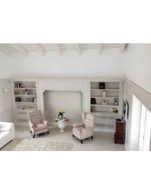 BOISERY IN LEGNO LATERALI CON  LIBRERIE  LACCATA  BIANCA CON DECORY