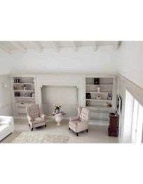 BOISERY IN LEGNO LATERALI CON  LIBRERIE  LACCATA  BIANCA CON DECORY