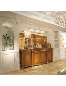 BOISERY IN LEGNO LACCATA CON DECORI IN ARGENTO