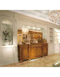 BOISERY IN LEGNO LACCATA CON DECORI IN ARGENTO