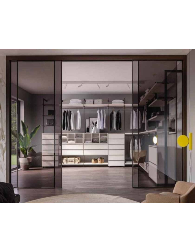 CABINA MONTANTI +CHIUSURA SCORREVOLE  CON CHIUSURA CON ANTA SCORREVOLE