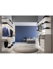 CABINA ARMADIO BOISERY BIANCO FRASSINATO + CHAMPAGNE +LETTO