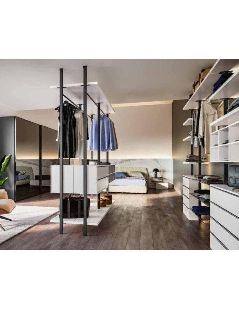 CABINA ARMADIO MONTANTI ARDESIA + BIANCO SETA