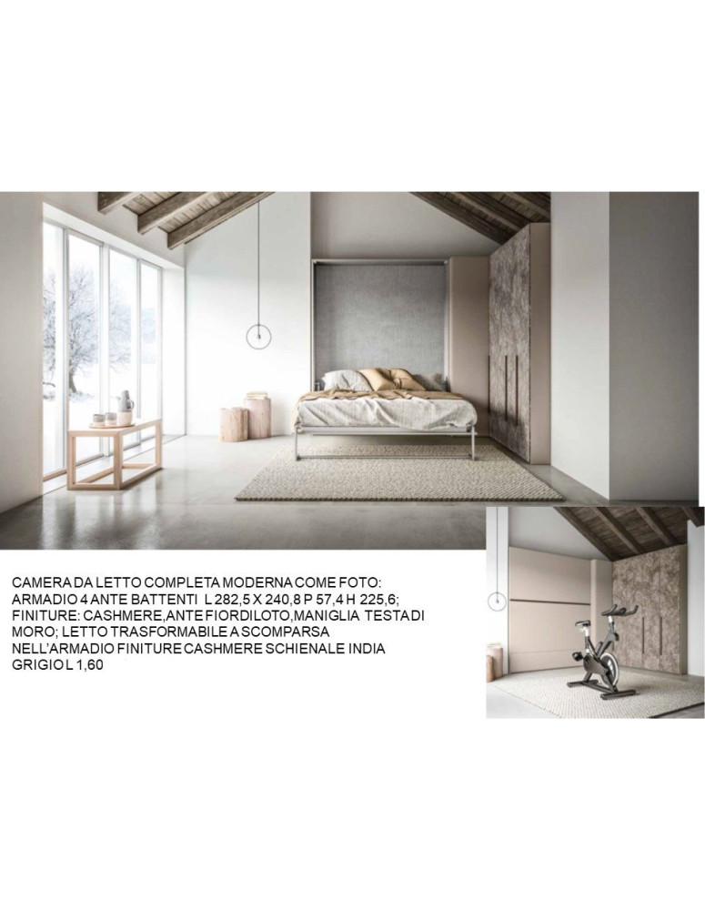 CAMERA CON ARMADIO 4 ANTE E LETTO MATRIMONIALE A SCOMPARSA