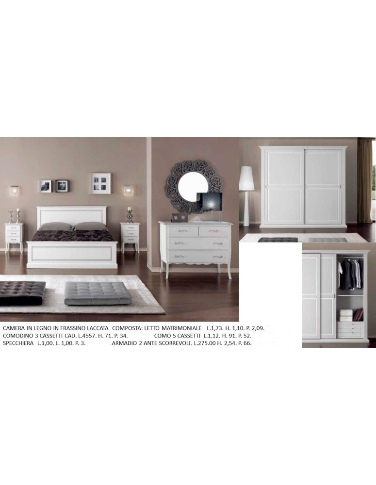 CAMERA IN LEGNO IN FRASSINO LACCATA BIANCA