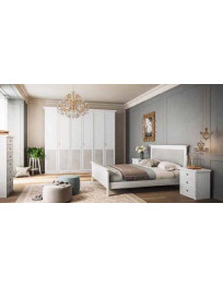 CAMERA COMPLETA CON ARMADIO 6 ANTE A BATTENTE E PANNELLI A BUGNA