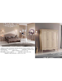 CAMERA IN LEGNO IN FRASSINO TORTORA ANTICATO PROFILO AVORIO