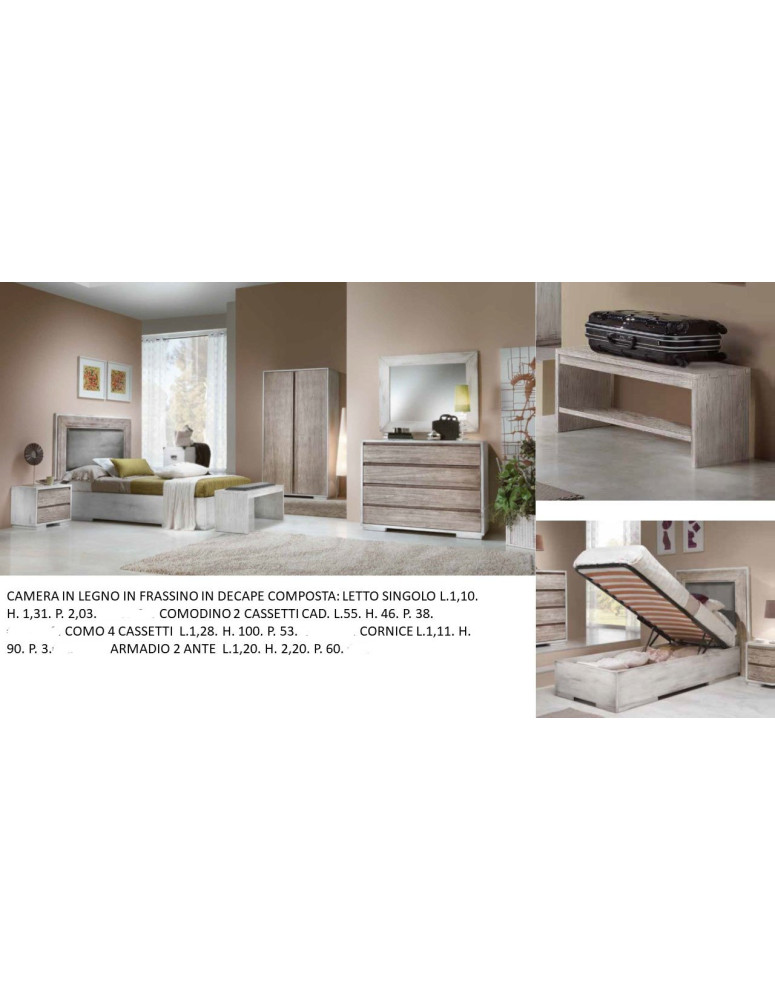 CAMERA IN LEGNO IN FRASSINO IN DECAPE