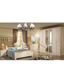 CAMERA COMPLETA LACCATA BEIGE CON ARMDIO DUE SPECCHI CENTRALI