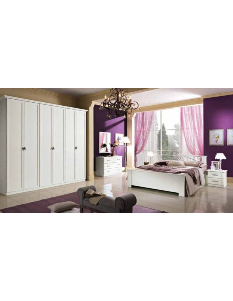 CAMERA LACCATA COMPLETA CON ARMADIO A 6 ANTE BATTENTE