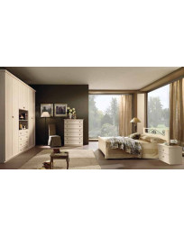 CAMERA COMPLETA LACCATA AVORIO CON ARMADIO PARTE CENTRALE VANO PER TV