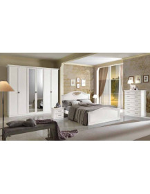 CAMERA COMPLETA LACCATA BIANCA CON ARMADIO CON DUE SPECCHI CENTRALI