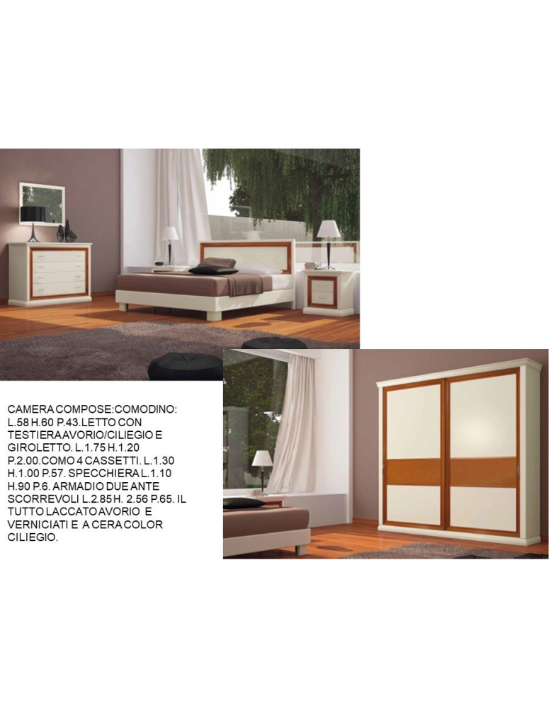 CAMERA COMPOSE AVORIO E CILIEGIO