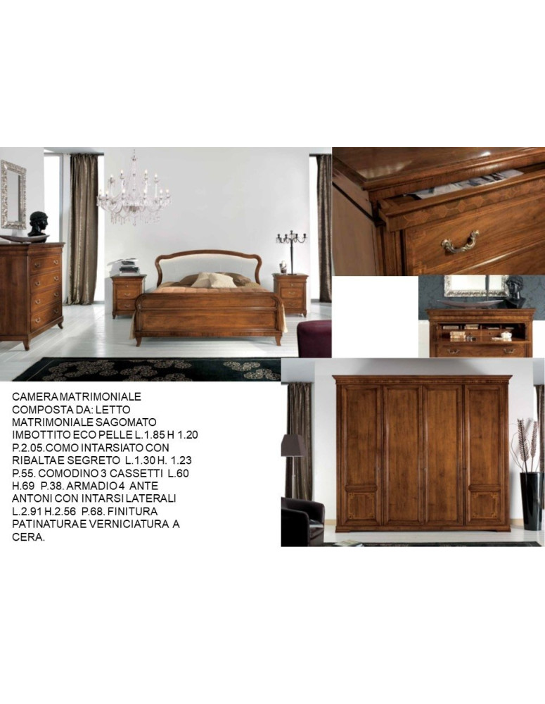CAMERA MATRIMONIALE COMPLETA CON INTARSI
