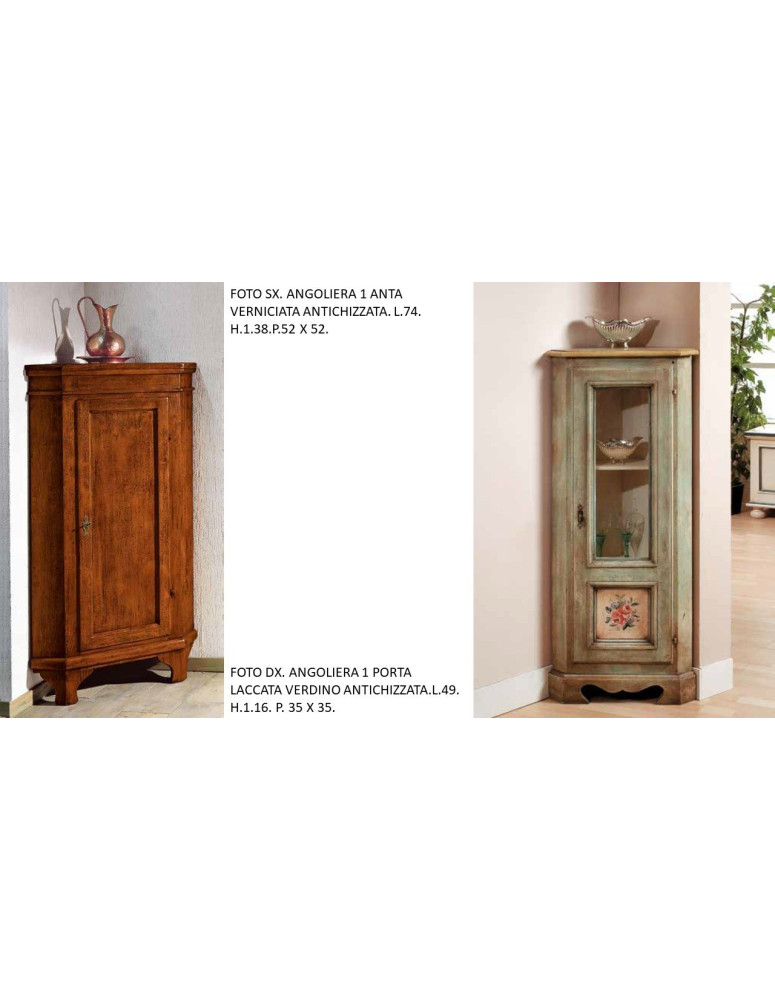 ANGOLIERA 1 PORTA  LACCATA VERDINO ANTICHIZZATA.