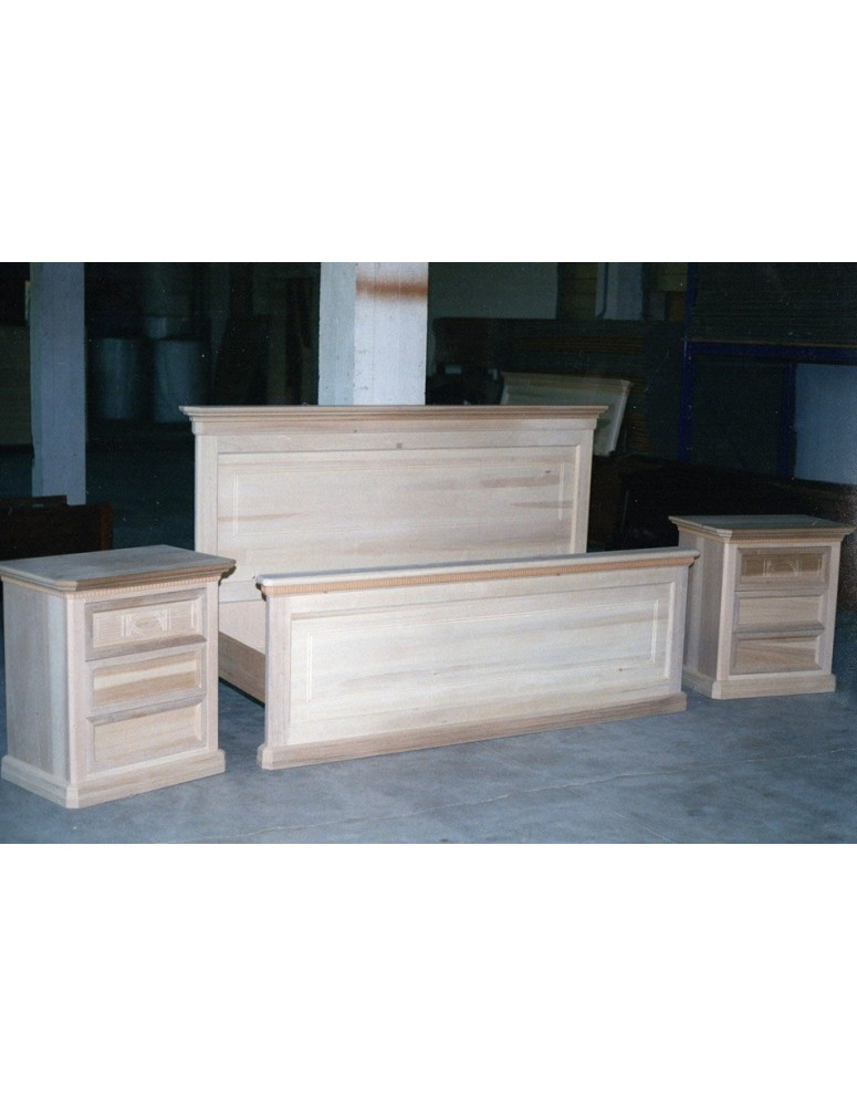 LETTO MASSICCIO E COMODINI MASSICCI GREZZI