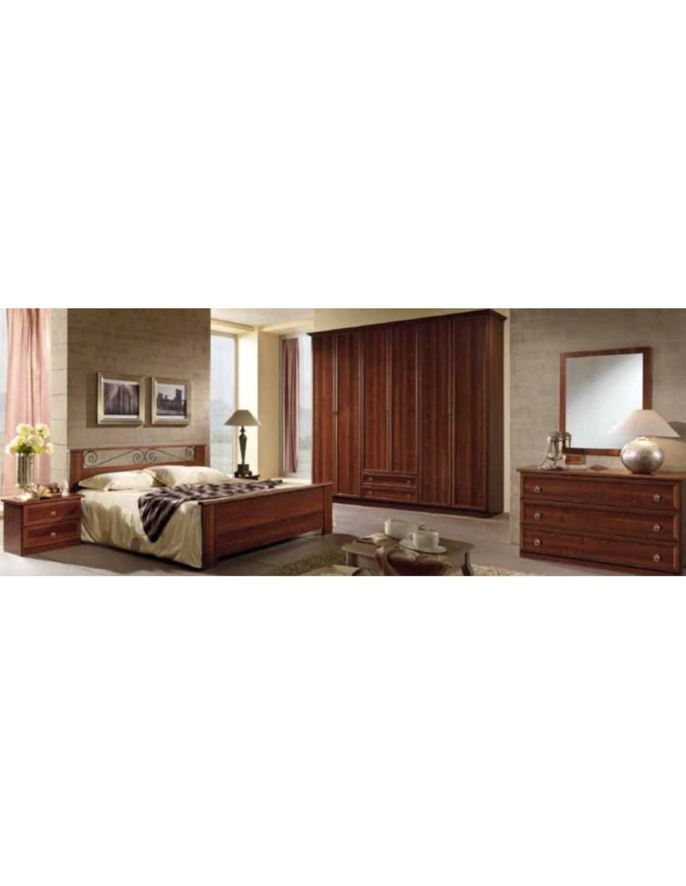 CAMERA COMPLETA CON LETTO CON INSERTO PATINATA NOCE