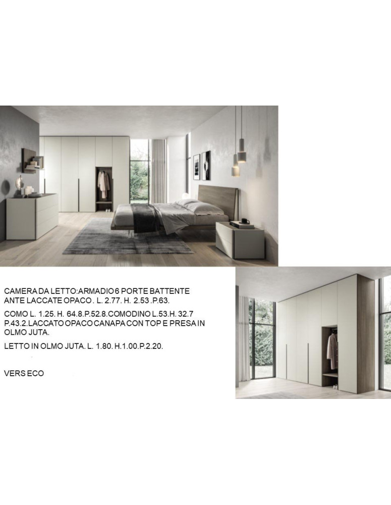 CAMERA DA LETTO:ARMADIO 6 PORTE BATTENTE ANTE LACCATE OPACO