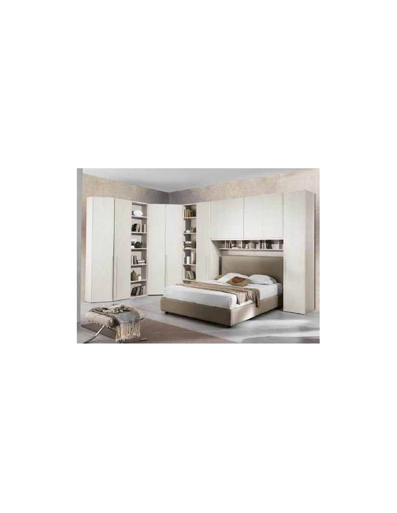 CAMERA ANGOLARE CON LETTO COLORE TORTORA AD ALCOVNA COLORE TORTORA