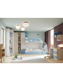 ARMADIO A BATTENTE LETTO A CASTELLO CON GRADINI E SCRIVANIA