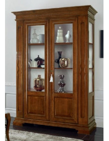 ARGENTIERA  2 ANTE E LATERALI  A  VETRO CON PANNELLI BUGNATI