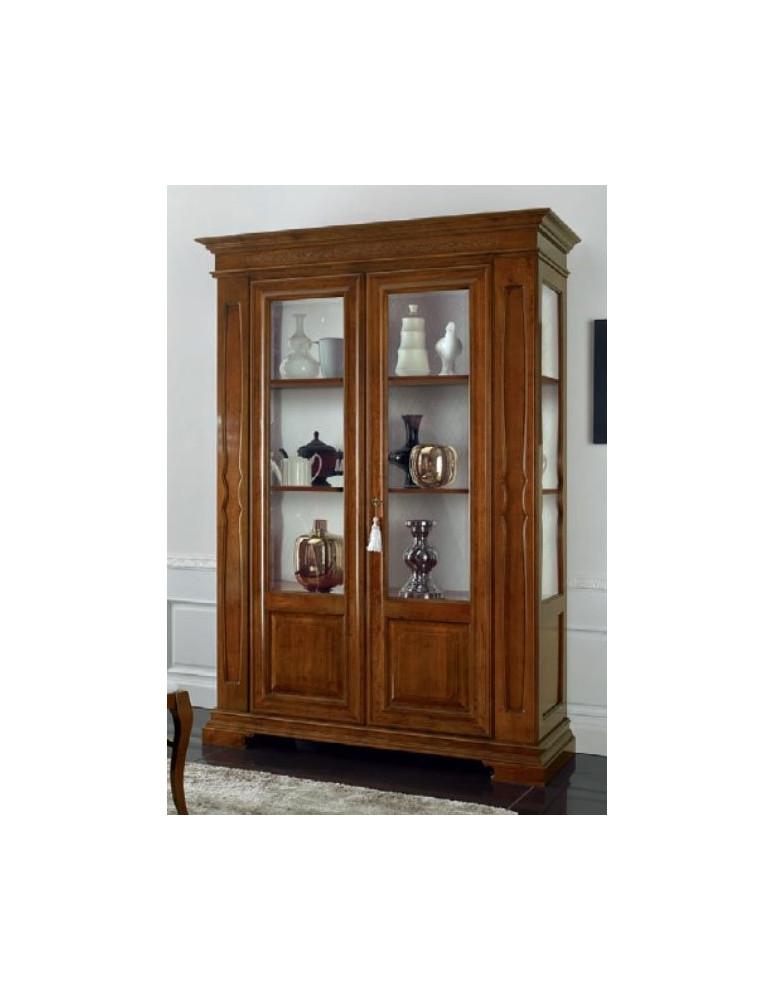 ARGENTIERA  2 ANTE E LATERALI  A  VETRO CON PANNELLI BUGNATI