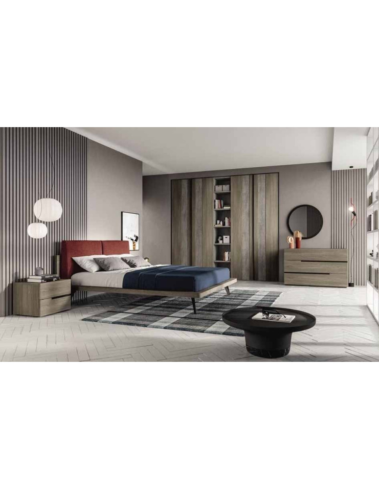 CAMERA DA LETTO:ARMADIO 4 ANTE BATTENTE IN OLMO JUTA CON FASCIA FINITURA URBAN