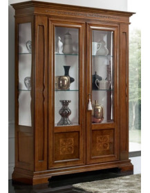 ARGENTIERA  2 ANTE E LATERALI  A  VETRO CON PANNELLI INTARSIATI