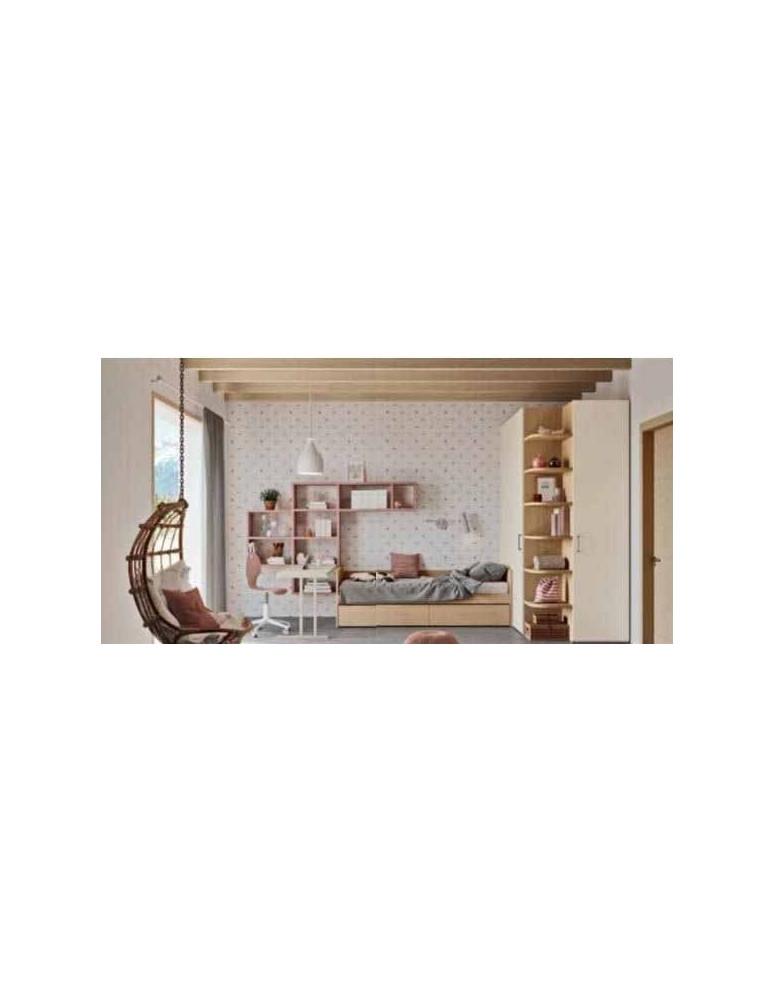 CAMERETTA CON ARMADIO BATTENTE E CABINA ARMADIO DIVANO  LETTO CON DUE CASSONI ESTRAIBILI