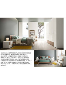 CAMERA COMPLETA CON ARMADIO 6 ANTE DUE CASSETTI BICOLORE