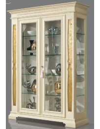 ARGENTIERA  2 ANTE E LATERALI  A  VETRO CON FASCE VERTICALI DORATE