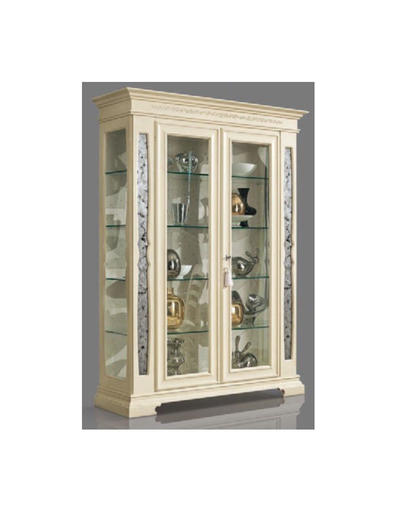 ARGENTIERA  2 ANTE E LATERALI A VETRO CON FASCE VERTICALI  ARGENTATE