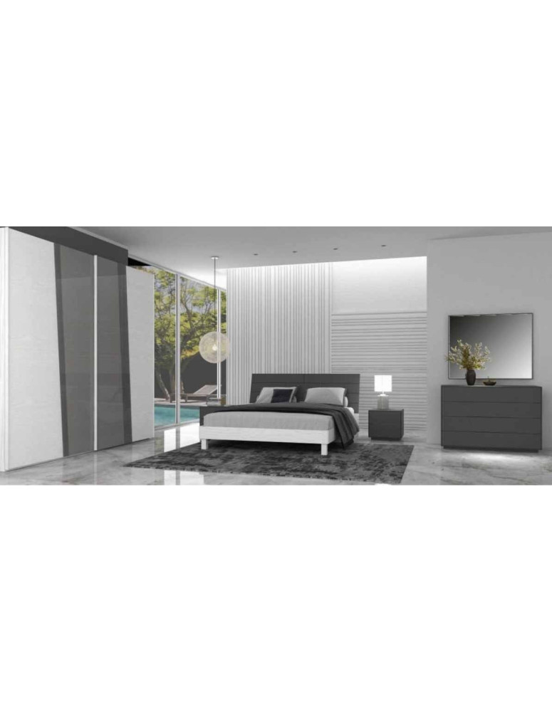 CAMERA COMPLETA IN FRASSINO GESSO/GRIGIO SCURO