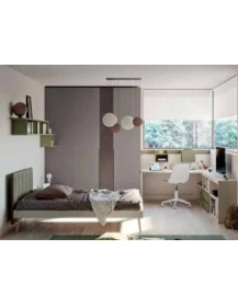 CAMERETTA CON ARMADIO BATTENTE LETTO IMBOTTITO SCRIVANIA ANGOLARE