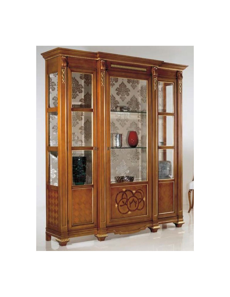 ARGENTIERA  A 3 ANTE IN LEGNO VERNICIATA E DECORATA