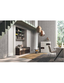 ARMADIO BATTENTE CAVA E PONTE CON LIBRERIA