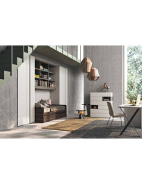 ARMADIO BATTENTE CAVA E PONTE CON LIBRERIA