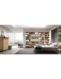 LIBRERIA CON ANTE SCORREVOLI E ARMADIO CON ANTE E LETTO TRASFORMABILE SPRING