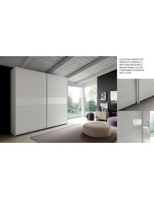 CAMERA CON ARMADIO 2 ANTE SCORREVOLE OLMO BIANCO E INSERTO LUCIDO