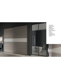 CAMERA CON ARMADIO 2 ANTE SCORREVOLI OLMO SCURO CON INSERTO AVORO