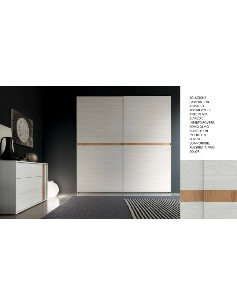 CAMERA CON ARMADIO SCORREVOLE 2 ANTE CON INSERTO ROVERE