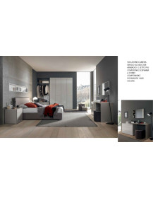 CAMERA CON ARMADIO 4 ANTE BIANCO LUCIDO COMO E PIANO SCRIVANIA