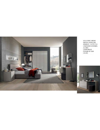 CAMERA CON ARMADIO 4 ANTE BIANCO LUCIDO COMO E PIANO SCRIVANIA