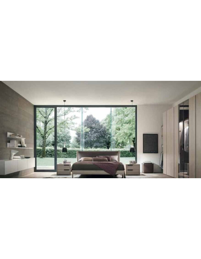 CAMERA MODERNA CON ARMADIO CON SPECCHI TRASPARENTI