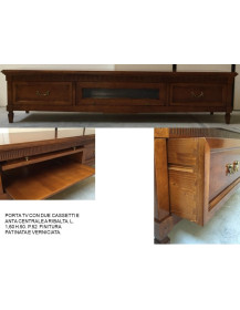 PORTA TV CON DUE CASSETTI E ANTA CENTRALE A RIBALTA