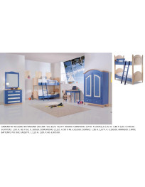 CAMERETTA ABETE LACCATA  SUL BLU E FILETTI  AVORIO