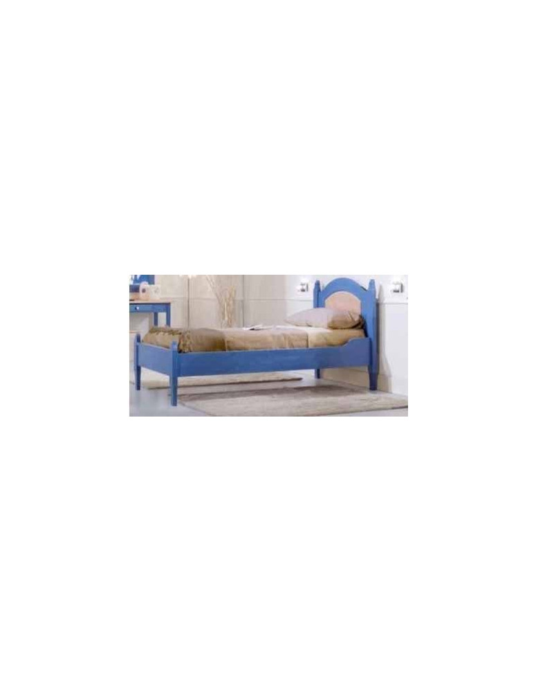 LETTO IN LEGNO ABETE LACCATA  SUL BLU E  AVORIO COMPOSTA