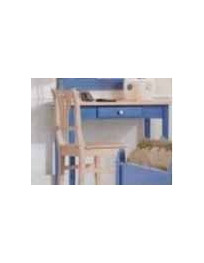 SCRITTOIO IN LEGNO ABETE LACCATA  SUL BLU E  AVORIO COMPOSTA