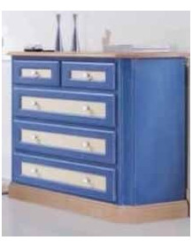 COMONCINO IN LEGNO ABETE LACCATA  SUL BLU E  AVORIO COMPOSTA